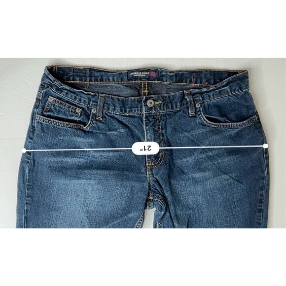 American‎ Eagle Bootcut Wide Leg Pocket Embroidered Details Blue Jean sz 12 - Picture 4 of 11